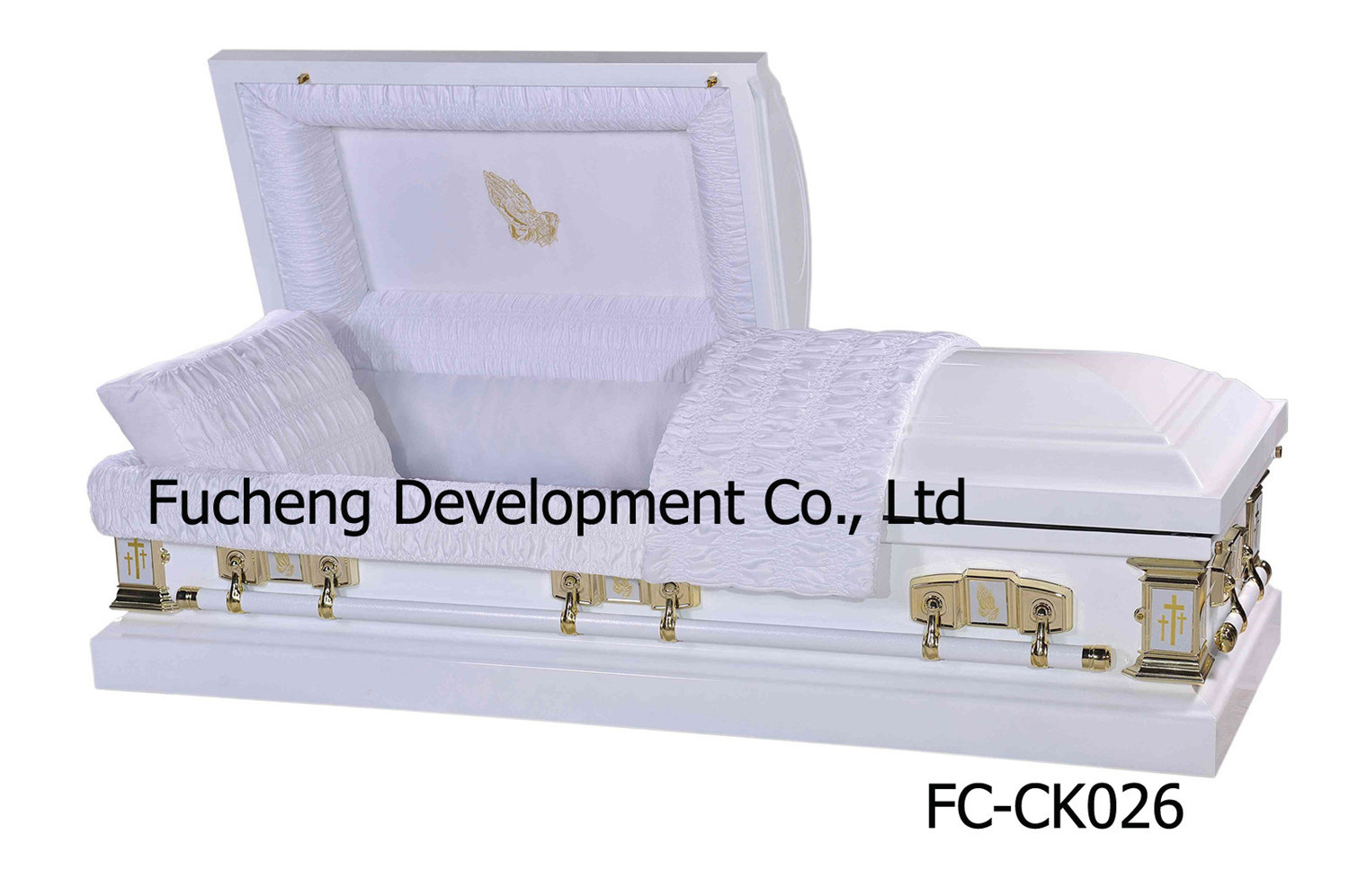 Newest and Hotest American Style Furneral Metal Casket, Coffin - White Finish & White Crepe Interiors SGS (FC-CK026)