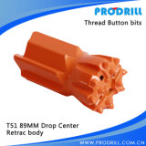 T51-89mm Retrac Drop Center Thread Button Bit