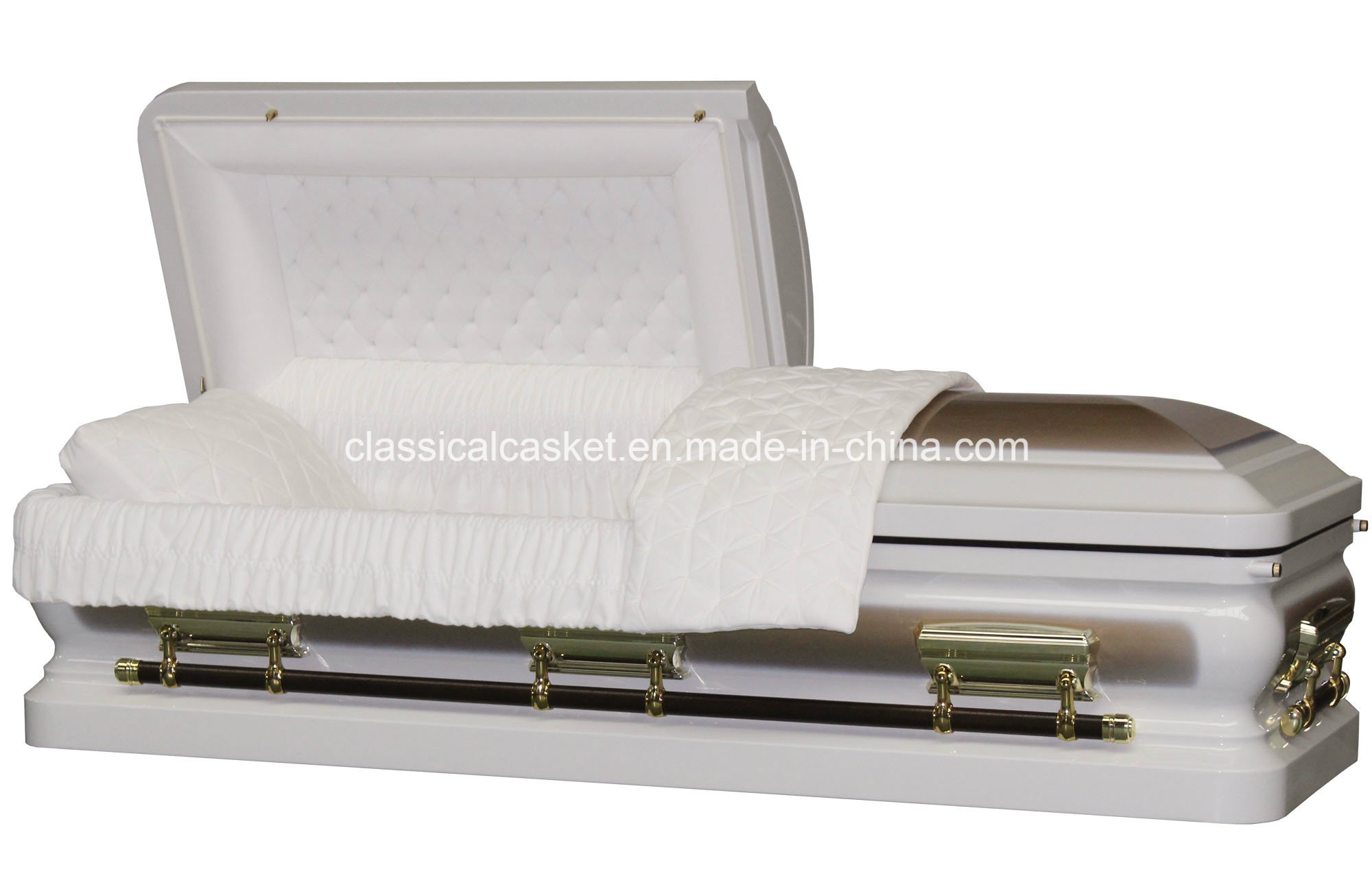 Sterling Gold White Urn Corner Casket