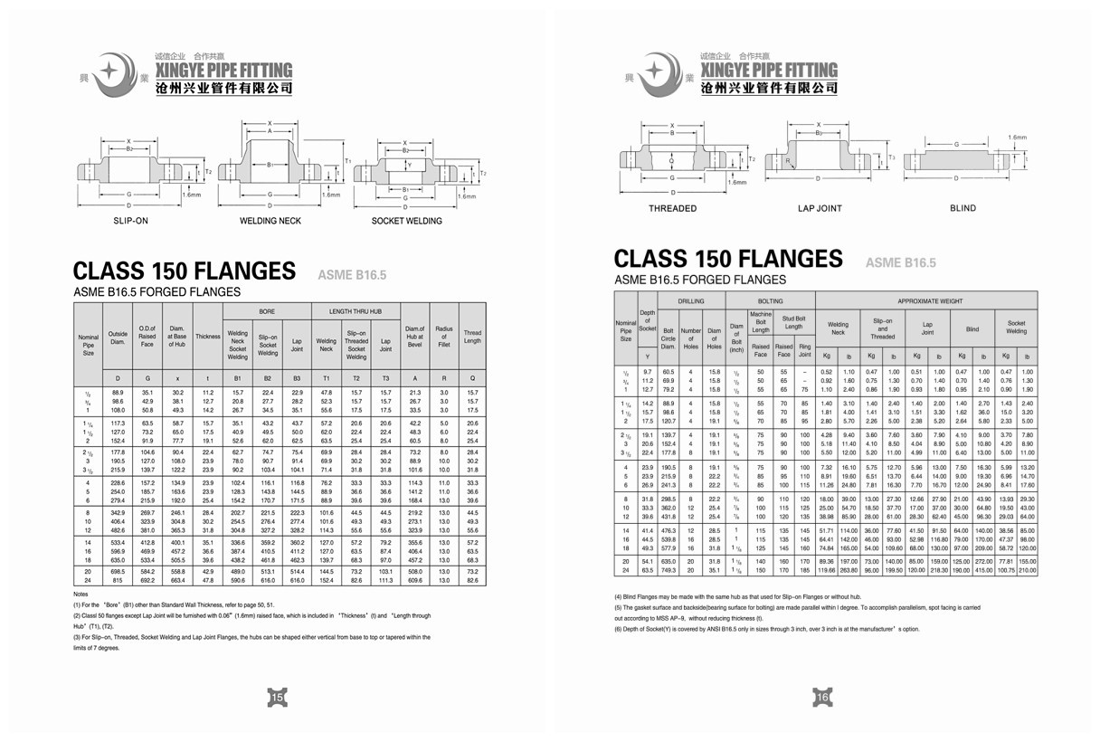 Asme B16.5 Class150 Flange (1/2