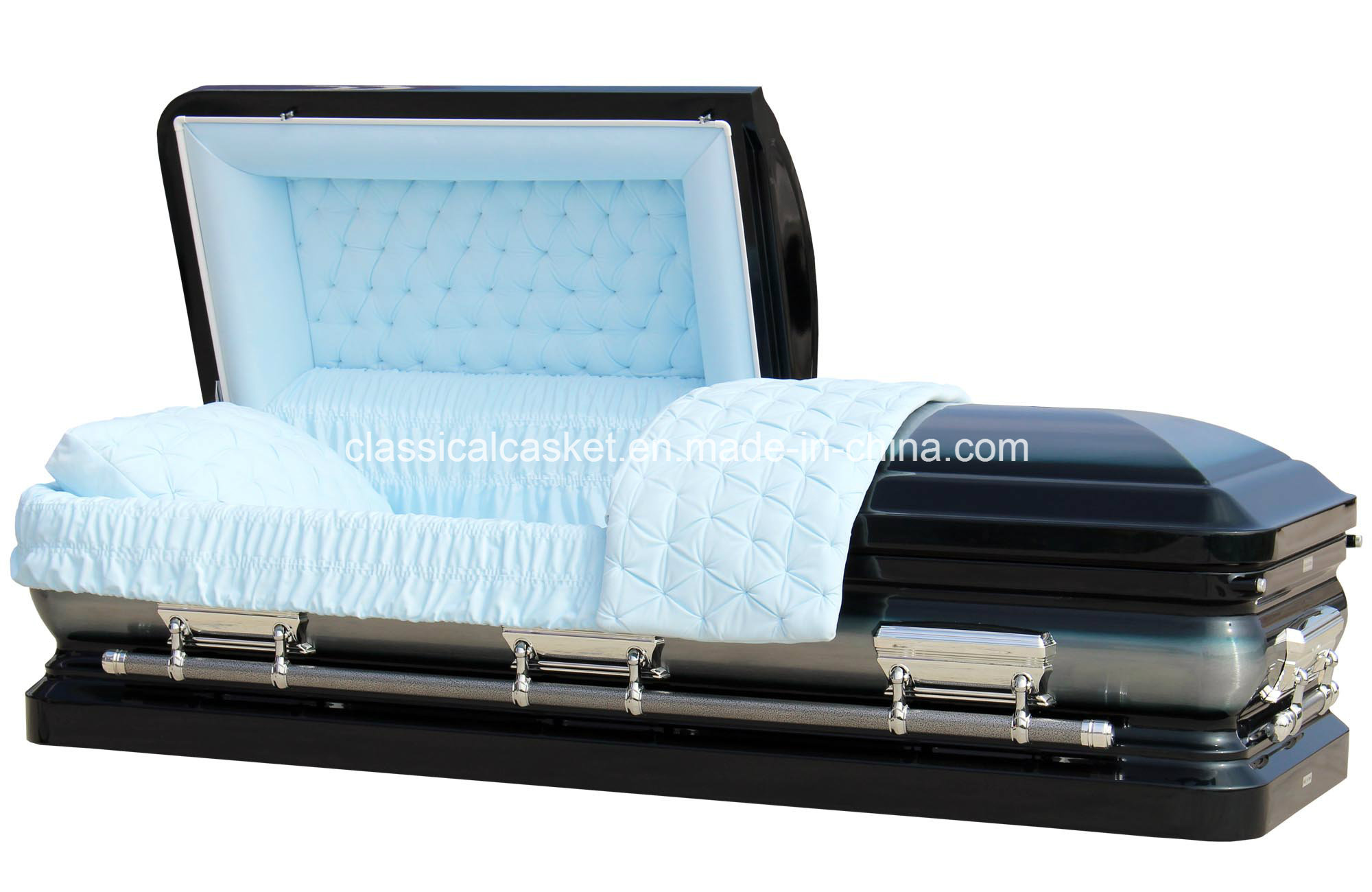 Noble Blue Brush Urn Corner Round Shell Casket