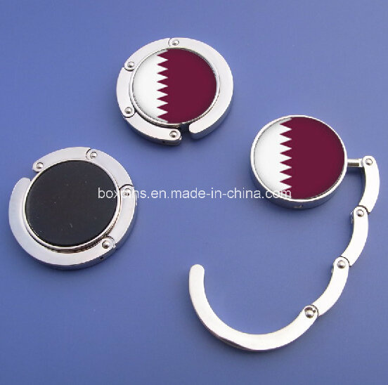 Foldable Qatar Flag Purse Hanger Bag Hook