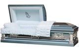 Blue Pray Hand 18 Gauge Steel Brushed Metal Casket